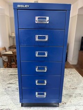 Bisley Blue Metal 6-Drawer Document Filing Cabinet with Floor Standing Plinth