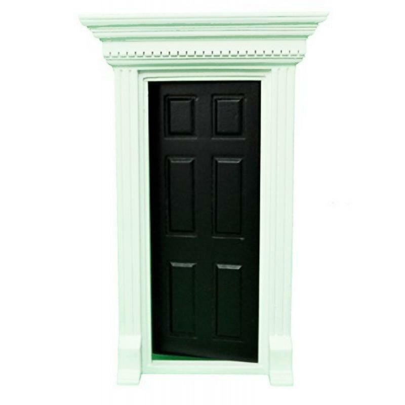 Melody Jane Dolls House Black Georgian Front Door with Dentil Detail 1:12 Scale