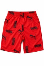 PUMA Boys Athletic Shorts Red Size 6 Polyester Elastic Waist Lightweight