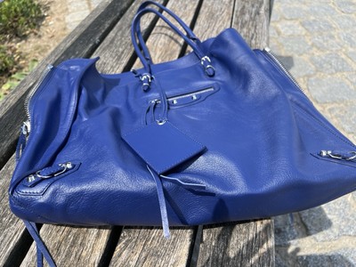Balenciaga Tasche Modell Papier A4 Ziparound Blau Lila Leder Fullset Bag Top