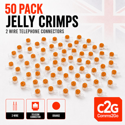50er PACK 2 DRAHT TELEFON JELLY CRIMPS TELEKOMMUNIKATIONSSTECKER wie von BT Virgin verwendet