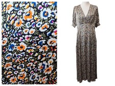 Boden Womens NWT Sz 10R Multicolor Floral Satin Short Puff Sleeve Midi Tea Dress