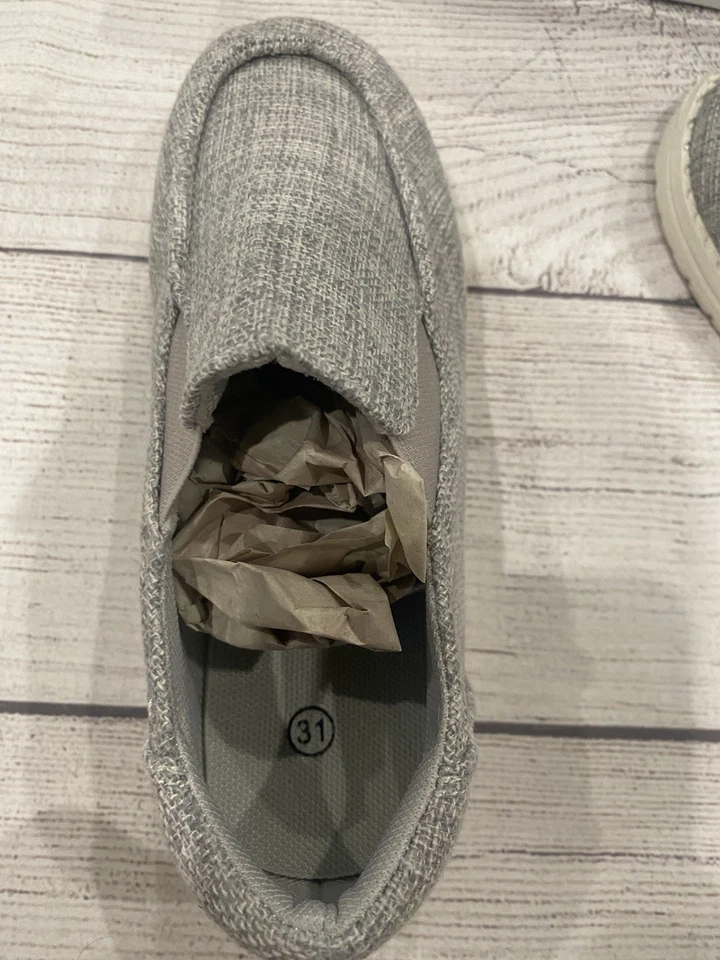 Kids size 12  Boys Casual Slip On Loafer  Gray Boat Shoe youth SALE* - Image 4 of 4