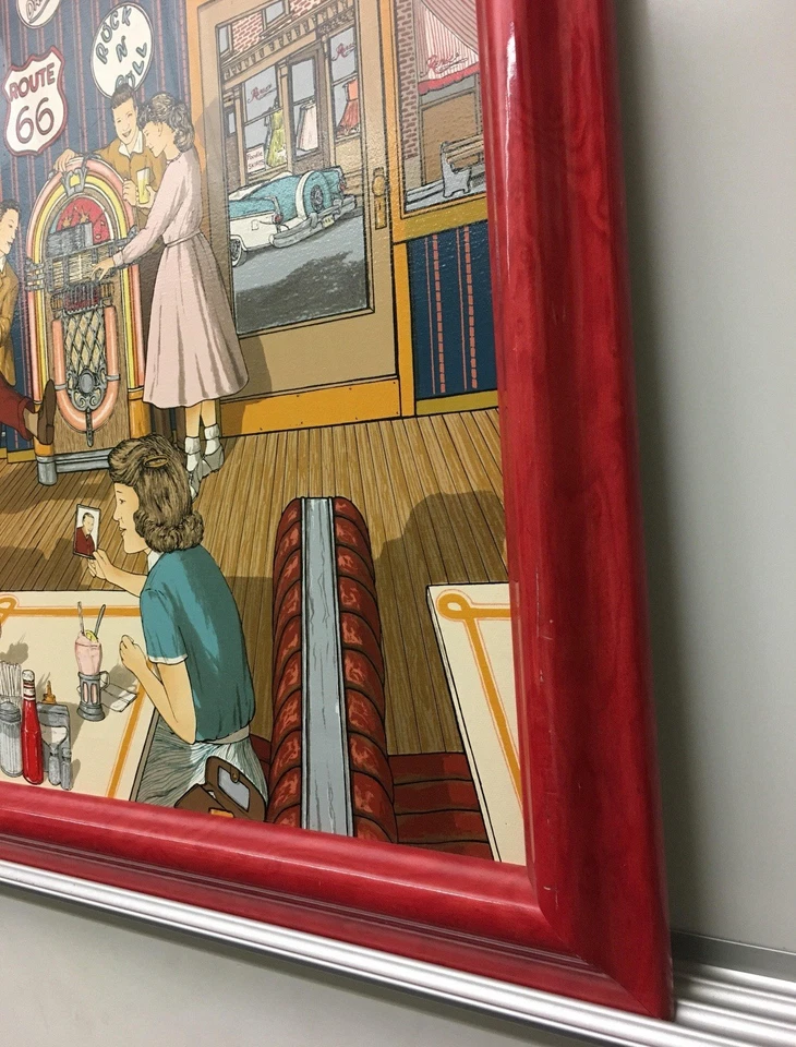 Pintura al óleo firmada por H Hargrove Rock n' Roll Café; Hargrove edición limitada #70 Foto 3 de 4