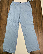 VTG Ralph Lauren Womens 8 Blue Cargo Pants Waist Tie Ankle Zip Parachute Baggy