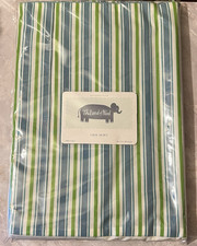 The Land of Nod Blue Green White Striped Crib Skirt 100 Cotton New in Package