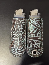 Leather Case With Lighter, Clasp, And Keyring.