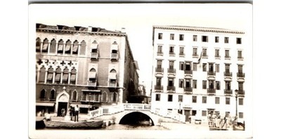 Venice Italy Gondola Bridge Gothic Architecture Photograph c1950s