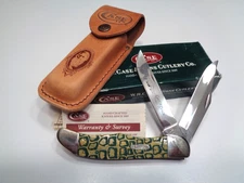 CASE XX HUNTER GATOR BACK OLIVE GREEN ETCHED BONE 6265-SS FOLDING KNIFE N.O.S.