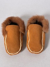 Suede Leather Fur Trim Infant Bootie Moccasins 0-6 Months Boy Girl Unisex