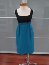 Diane Von Furstenberg "Rosario” Teal Black Empire Waist Dress Size 4