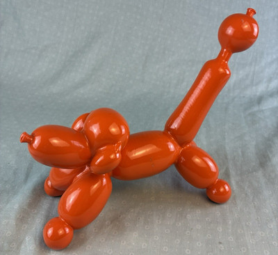 Ceramic Balloon Dog Blue Orange Retro Pop Art Figurine Jeff Koons Style Decor