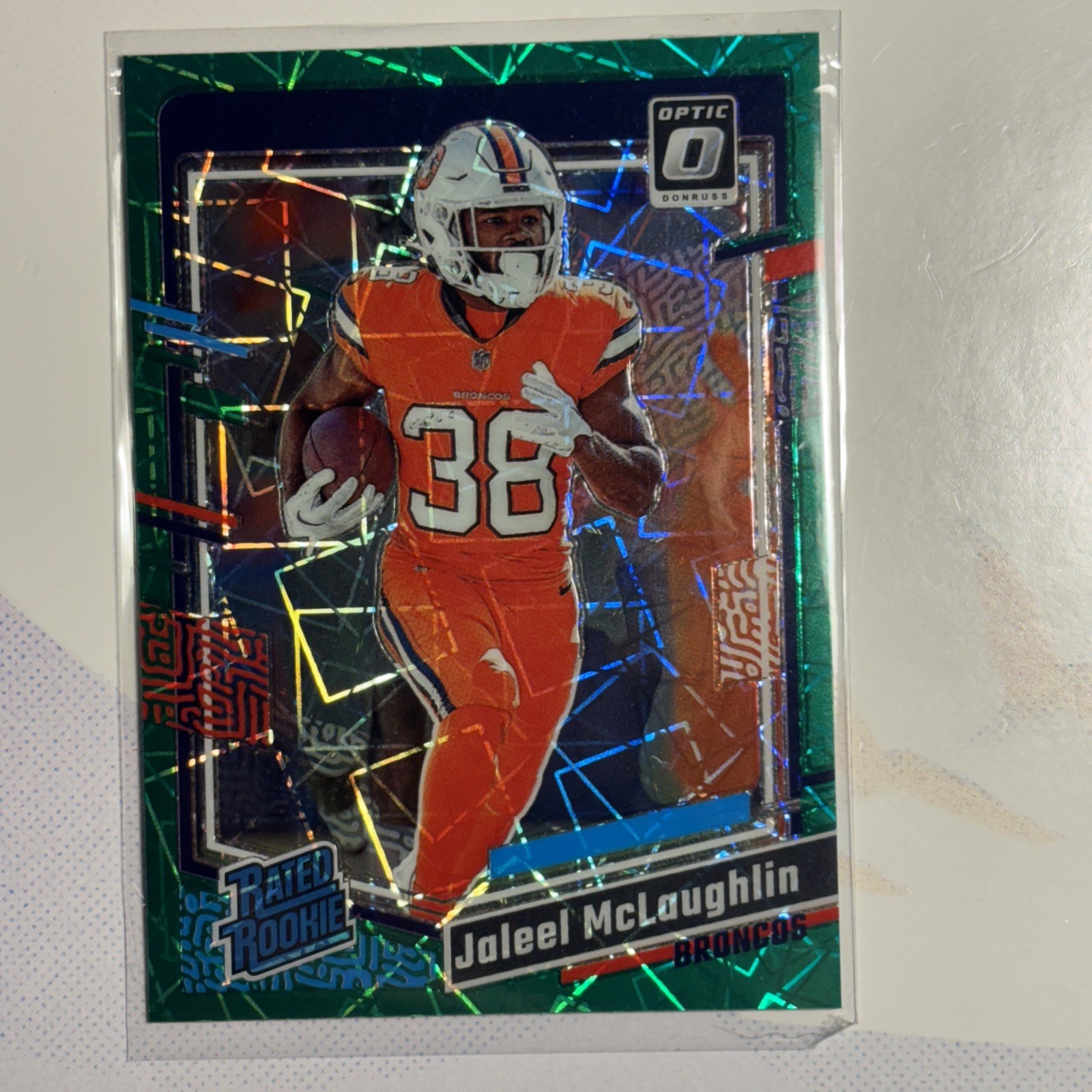 2023 Panini Donruss Optic - Rated Rookie Jaleel McLaughlin #232 Green Velocity