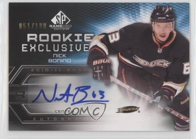 2010 SP Game Used Edition Rookie Exclusives /100 Nick Bonino #RE-NB Auto RC k5i