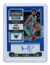 2023-24 Panini Contenders James Nnaji Season Ticket Blue Shimmer Auto /21 (RC)