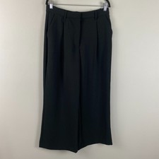 Abercrombie Fitch Wide Leg Pleated Trousers Size 10S 10 Short Black High Rise