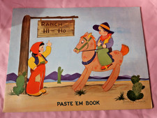 Vintage Ranch Hi Ho Cowboy Cowgirl Kids Paste Em Book 1942