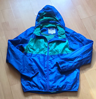 Unisex Kinder Windbreaker Jacke mit Kapuze Reißverschluss blau/grün 158/164