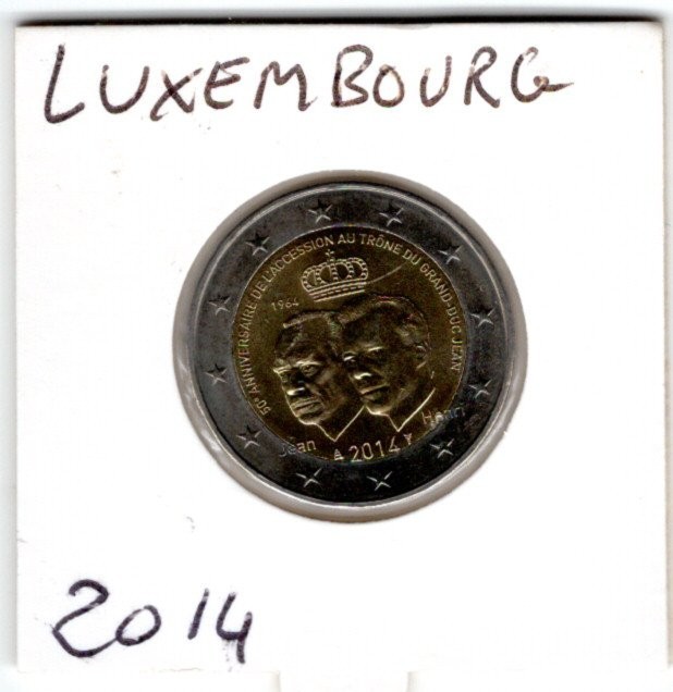 2  EURO  LUXEMBOURG  COMMEMORATIVE   2014  NEUVE  ACCESSION TRONE GRAND DUC