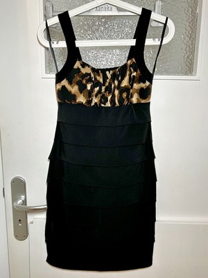 Abendkleid schwarz Leopard Gr. 34 XS Enfocus Studio TK Maxx