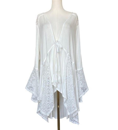 Túnica kimono de encaje a ganchillo Haani Boho talla 3X manga campana coqueta de hadas