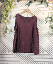 Citron Santa Monica Silk MAROON  Sleeveless Top Women’s Art To Wear Artsy 0X