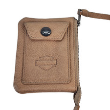 Harley-Davidson Bar  Shield Leather Zip Wallet Tan Credit Card Holder Unisex