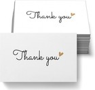 RXBC2011 100 Little Thank You Cards Gold Heart Design Bulk Thank you Notes