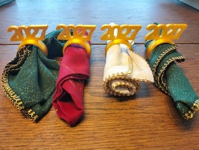2027 Napkin Rings New Year's Eve Table Decor | Sets of 2 10 | Many Colours