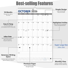 Extra Large Wall Calendar 2026-2027, 20"x 30" Gaint Vertical Wall Calendar
