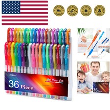 36 Colors Gel Pens Set for Adult Coloring Books, Colored Gel Marker with 40 ...