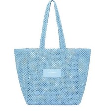 Dolce Gabbana Light Blue Summer Woven Tote Ba...