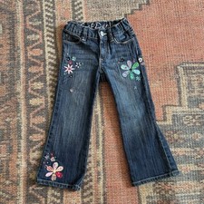 Y2K Gap Toddler Girl Flower Embellished Flair Jeans size 3t