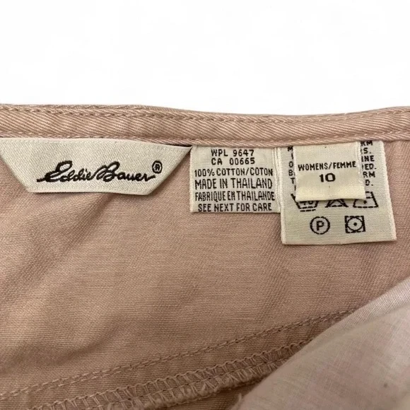 复古 90 年代 Eddie Bauer Snap Up Midi 裙女式 10 棕褐色卡其色草原小屋 — 第 2/4 张图片