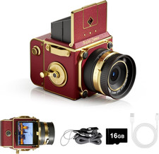Vintage Digital Camera, 64MP 2.7K Retro Point and Shoot Camera with Autofocus, 2