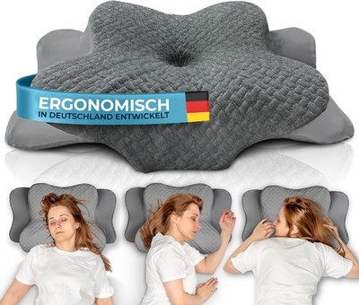 Glückstoff Ergonomisches Nackenstützkissen Memory Foam 40x60 cm Grau
