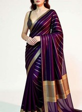 Purple Silk Saree Women Party Wear Designer Z...