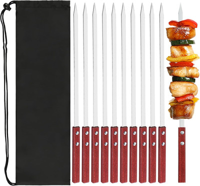 10 Stück 35 cm Schaschlikspieße Edelstahl, Adana Spieße, 1cm Breit | Grillspieße