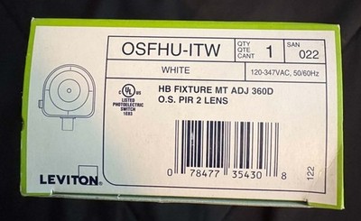 Leviton High Bay/Low Bay Passive Infrared Occupancy Sensor and Offset Adapter