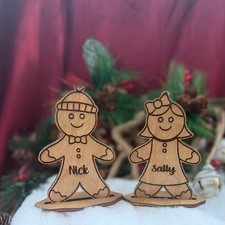 Personalised Wooden Gingerbread Place Name Decorations ? Handmade Christmas Tabl