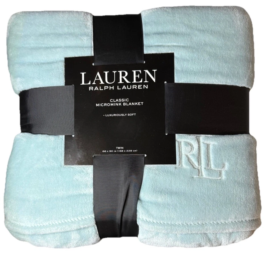Lauren Ralph Lauren Classic Micromink Plush Blanket Light Green Twin 66" x 90" - Image 2 of 4