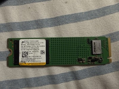 Micron 2450 Gen4 1TB M.2 NVMe2280 SSD Health 100% Usage 25Hours