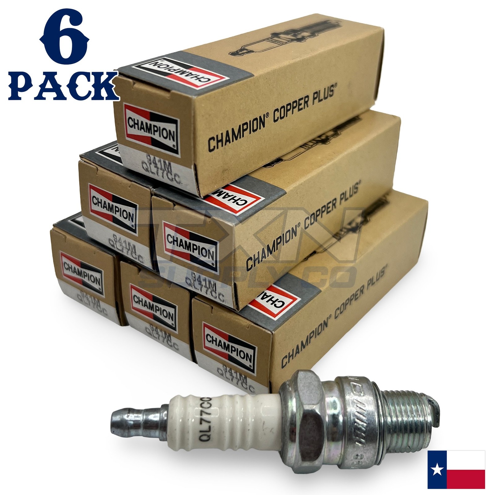 Champion 941M Marine Spark Plug QL77CC - 6 Pack