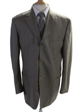 Cerruti 1881 Mens Brown Wool Houndstooth Two Button Long Sleeve Blazer Size 52