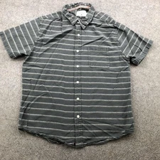 The Normal Brand Shirt Mens Large Gray Striped Short Sleeve Button Front Casual