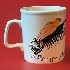 Vintage 1980s Flying Super Cat B Kliban Coffee Cup Mug Kiln Craft Made England