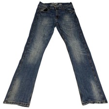 Wrangler Retro Slim Straight Jeans Mens 33x34 Blue Rodeo Distressed Cowboy Cut