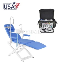 Dental Portable Folding Chair+LED Light/Delivery Unit Bag Air Compressor Suction
