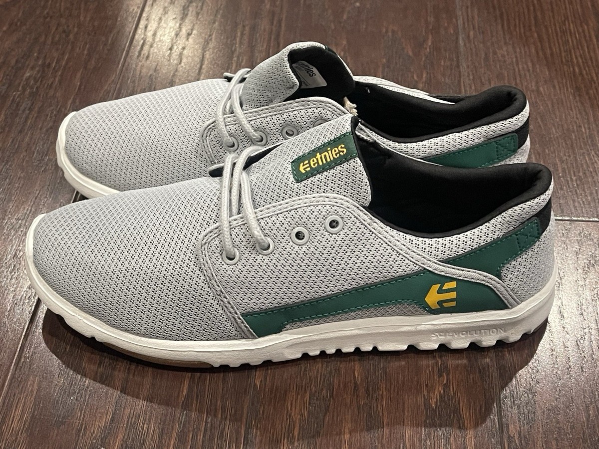ETNIES SCOUT SKATE SHOE SNEAKER GREY/Green/YELLOW NUBUCK MEN  display picture 1
