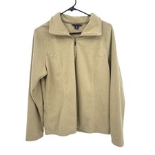 Lands End Fleece Pullover M Quarter Zip Tan ThermaCheck Lightweight Gorpcore